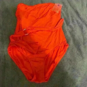 Vince Camuto Orange One Piece Size 14